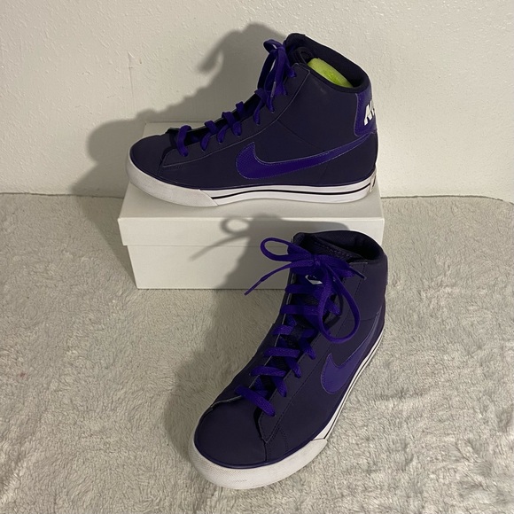Nike Mid Purple & White Sneakers Size 7 Youth Unisex - Picture 1 of 10